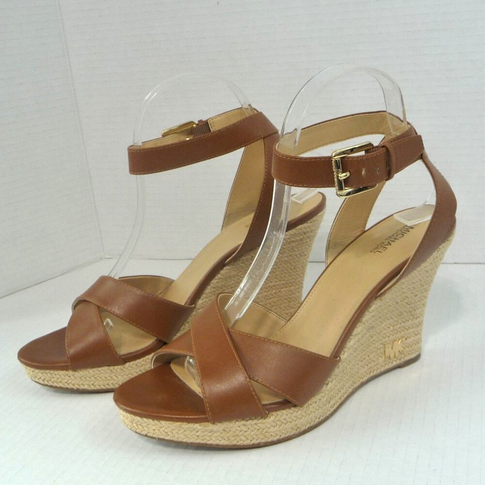 MICHAEL KORS LEATHER ESPADRILLE WEDGE 8.5 - Picture 2 of 14